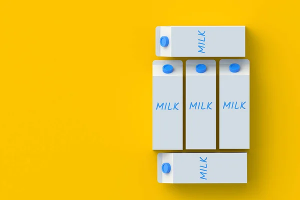 Packs Milk Dairy Beverage Healthy Drink Top View Copy Space — Φωτογραφία Αρχείου
