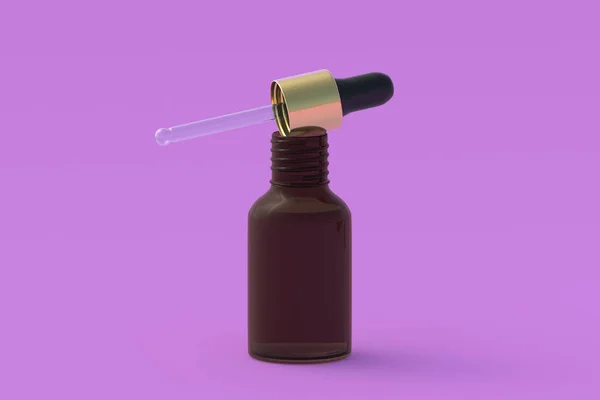 Bottle Essential Oil Pink Background Render — Stock Photo, Image