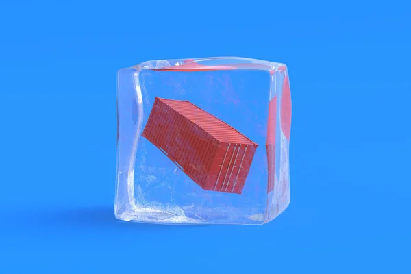 Freight Container Ice Cube Illustration — Zdjęcie stockowe