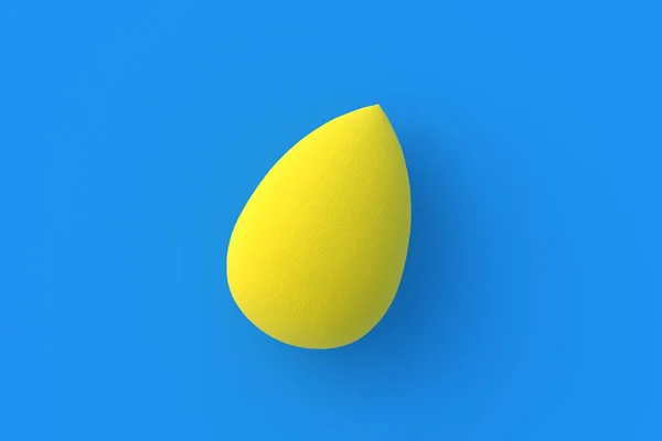 Yellow Egg Sponge Blue Background Cosmetic Accessories Beauty Fashion Makeup — Stockfoto