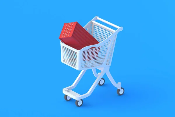 Metal Freight Container Market Cart Render — стоковое фото