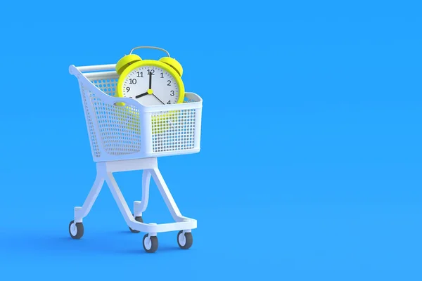 Alarm Clock Market Cart Copy Space Render — Stockfoto
