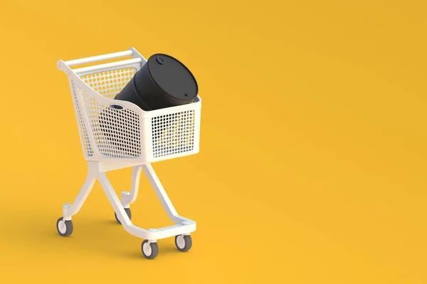 Metal Barrel Market Cart Copy Space Render — стоковое фото