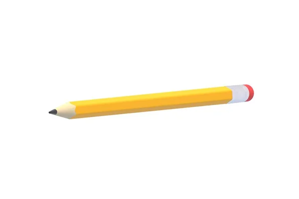 白い背景に消しゴムで木製の鉛筆 3Dレンダリング — ストック写真
