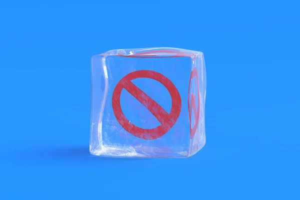Sinal Proibição Cubo Gelo Ilustração — Fotografia de Stock