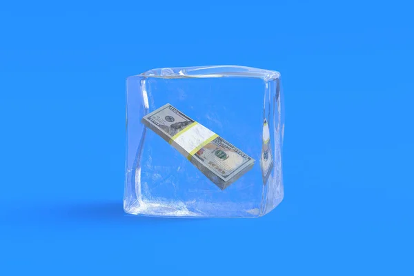 Dollar Banknotes Ice Cube Illustration — Stock Photo, Image