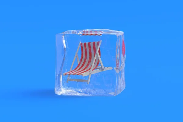 Cadeira Praia Cubo Gelo Ilustração — Fotografia de Stock