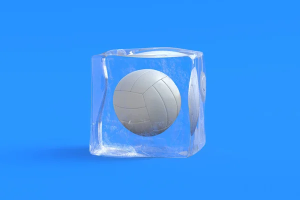 アイスキューブのバレーボールボール 3Dイラスト — ストック写真