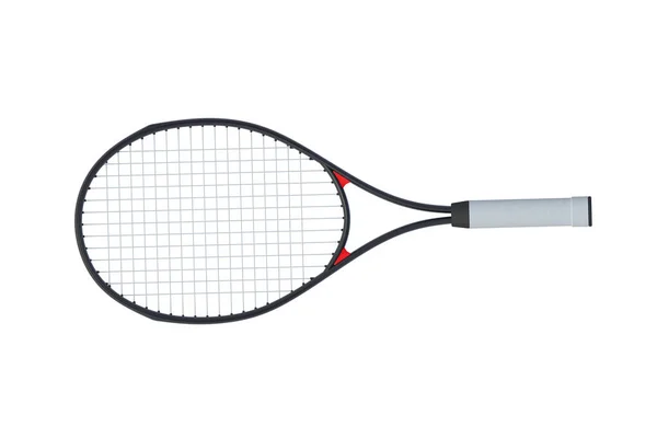 Moderner Tennisschläger Isoliert Auf Weißem Hintergrund Ansicht Von Oben Sportgeräte — Stockfoto