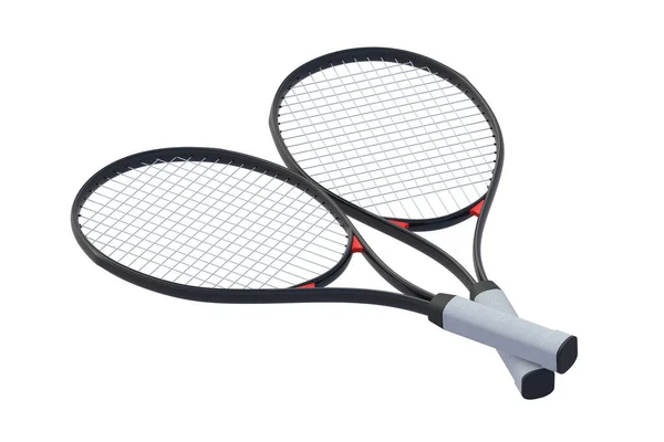 白を基調としたテニスラケット スポーツ用具 3Dレンダリング — ストック写真