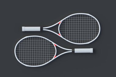 Bir çift tenis raketi. Spor malzemesi. Uluslararası turnuva. Boş zaman oyunu. En sevdiğim hobi. Düz yatıyordu. 3d hazırlayıcı