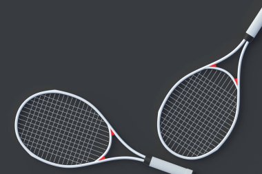 Bir çift tenis raketi. Spor malzemesi. Uluslararası turnuva. Boş zaman oyunu. En sevdiğim hobi. Uzayı kopyala Düz yatıyordu. 3d hazırlayıcı