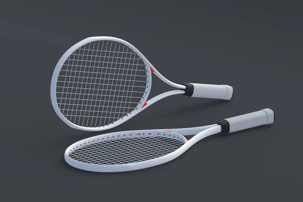 現代のテニスラケット スポーツ用具 国際大会 余暇のためのゲーム 趣味が好き 3Dレンダリング — ストック写真