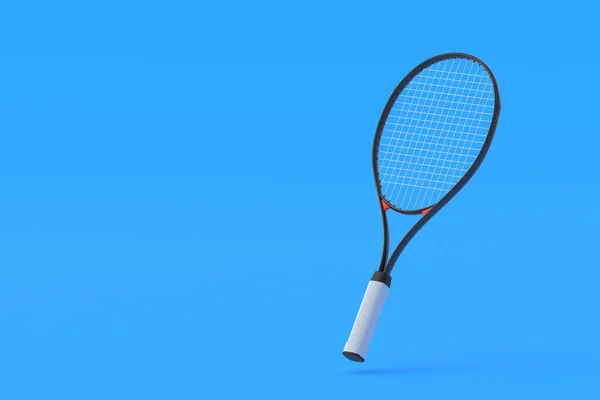 Schwebender Tennisschläger Sportgeräte Länderspiel Spiel Gegen Faulheit Liebstes Hobby Kopierraum — Stockfoto