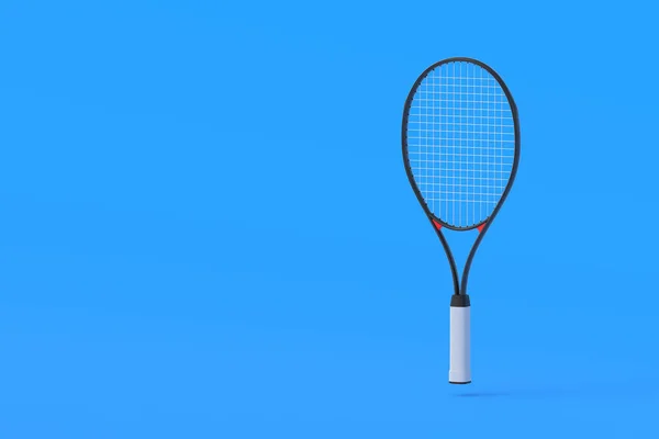 1機の空飛ぶテニスラケット スポーツ用具 国際大会 余暇のためのゲーム 趣味が好き コピースペース 3Dレンダリング — ストック写真