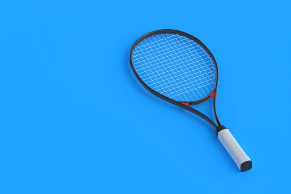 Racchetta Tennis Sfondo Blu Attrezzature Sportive Torneo Internazionale Gioco Tempo — Foto Stock