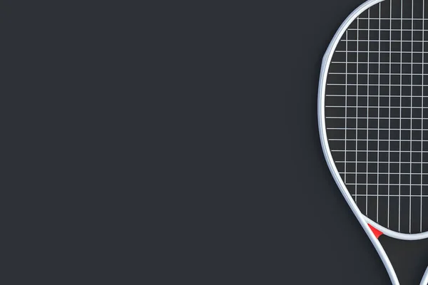 Weißer Tennisschläger Auf Schwarzem Hintergrund Sportgeräte Länderspiel Spiel Gegen Faulheit — Stockfoto