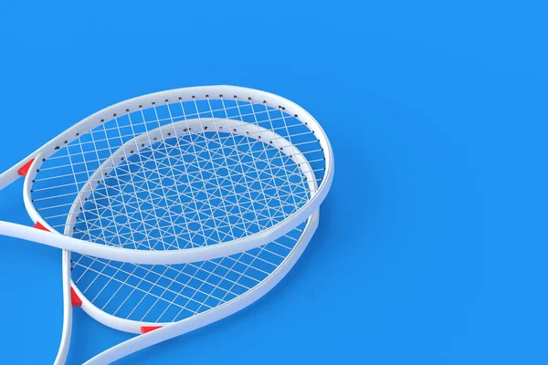 Raquetas Tenis Blancas Sobre Fondo Azul Equipos Deportivos Torneo Internacional — Foto de Stock