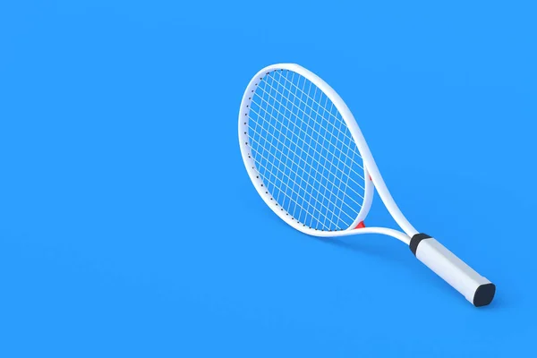 白の近代的なテニスラケット スポーツ用具 国際大会 余暇のためのゲーム 趣味が好き コピースペース 3Dレンダリング — ストック写真