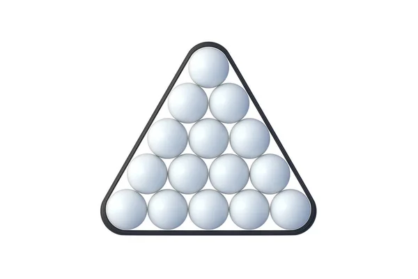 Prázdné Kulečníkové Koule Plastovém Trojúhelníku Izolované Bílém Pozadí Horní Pohled — Stock fotografie