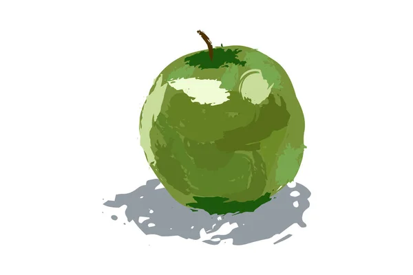 Manzana Verde Dibujada Mano Aislada Sobre Fondo Blanco Bueno Para — Vector de stock