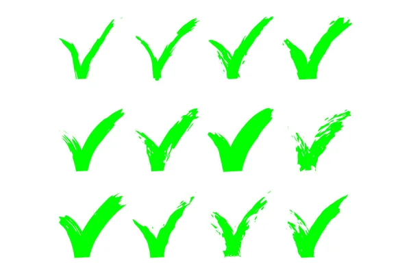 Sada Ručně Kreslených Zelených Klíšťat Izolovaných Bílém Pozadí Dobrý Pro — Stockový vektor