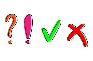 El çizilmiş ünlem işareti, soru işareti, kene ve işaret yok. Her proje için iyidir..