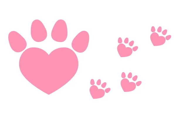 Pink Cute Dog Paw Made Shape Heart Good Any Project — Stock Vector