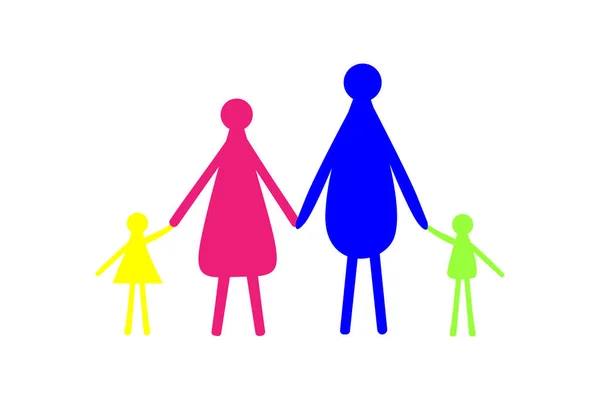 Parents Enfants Dessinés Dans Style Simple Concept Famille Heureuse — Image vectorielle