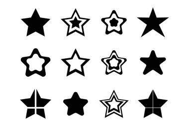 Bir dizi düz siyah yıldız. Her proje için iyidir..