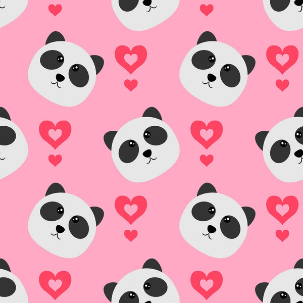 A seamless pattern with panda and heart. Good for any project.