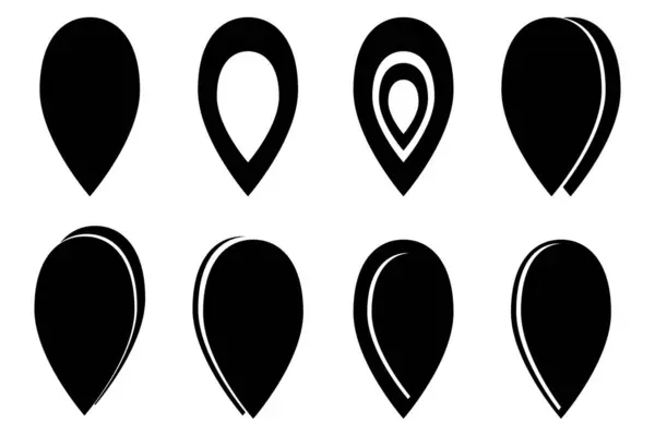 Conjunto Simples Iconos Negros Con Etiquetas Para Mapa Bueno Para — Archivo Imágenes Vectoriales