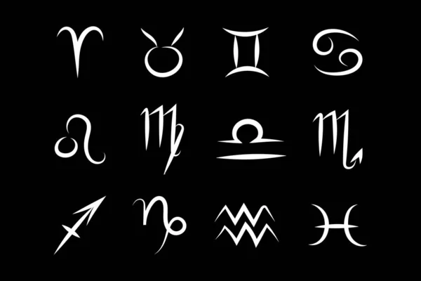 Набор Простых Ручных Знаков Зодиака Хорошо Любого Проекта — стоковый вектор