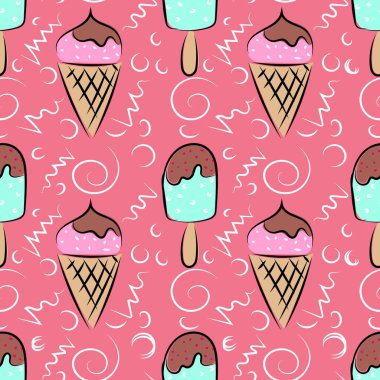 Elle çizilmiş leziz dondurmalarla kusursuz bir desen. Her proje için iyidir..