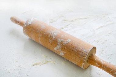 A rolling pin with the selective focus, process of baking. Good for any project.