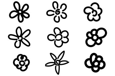 A set of hand drawn simple flowers. Good for any project.