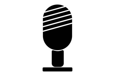 Siyah basit bir düz mikrofon ikonu. Her proje için iyidir..