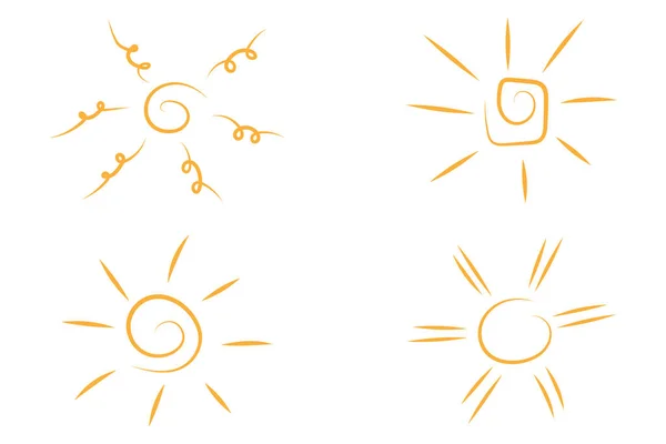 Набір Рук Намальованих Простими Сонцями Добре Будь Якого Проекту — стоковий вектор