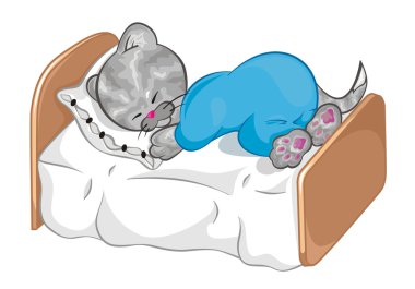 The kitten sleeps. With color clipart
