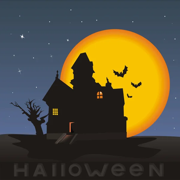 Night, House on a Halloween — Stock Vector