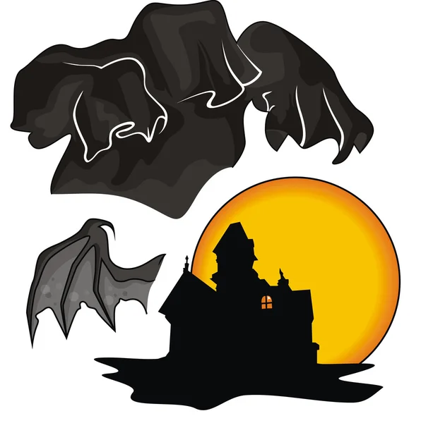 Ghost, house and wing — Stock Vector