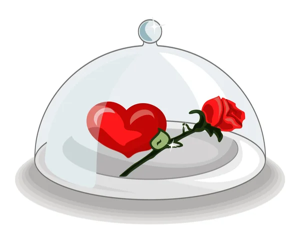 Heart with a rose on a tray — Stock Vector