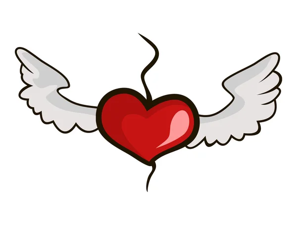 Corazón con alas — Vector de stock