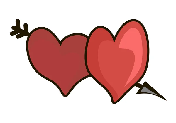 Hearts two in love — Stock Vector
