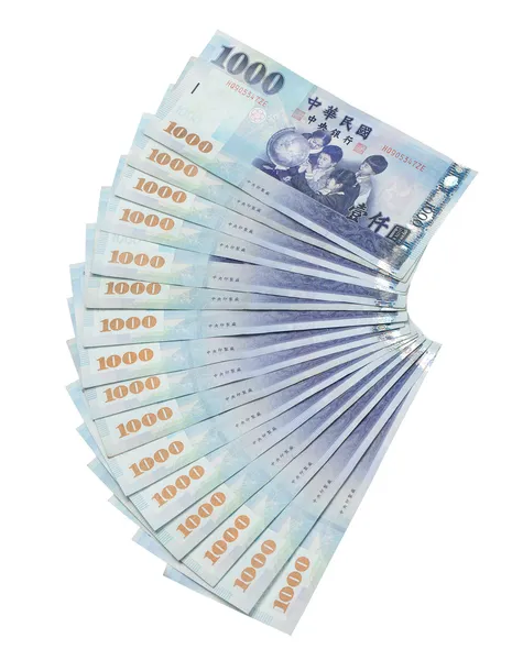 Abanico del dinero taiwanés — Foto de Stock