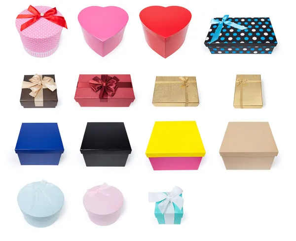 Assortment of Fifteen Different Gift Boxes — Stock Photo, Image