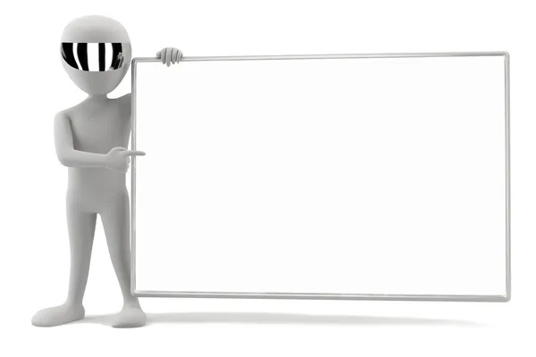 3d small men - your empty board! 3d image. Stock Picture