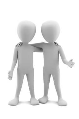 3d small friends. 3d image. On a white background