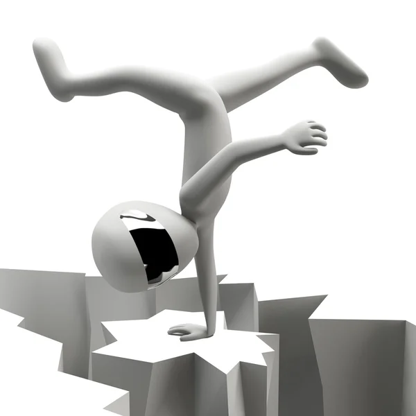 3d man standing on one hand. 3d image. On a white background — Stock Photo, Image