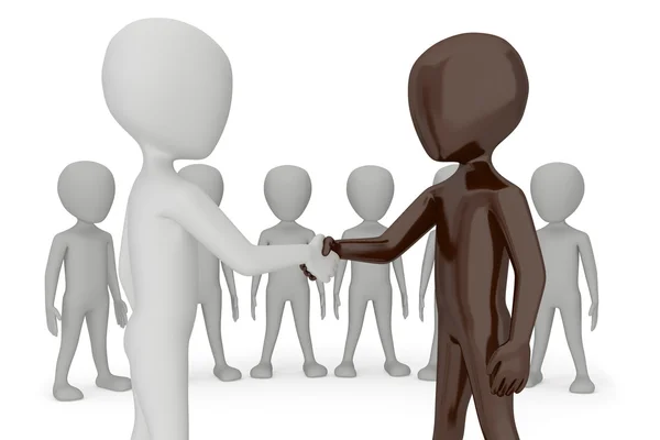 iki 3B insanlar, handshake.3d görüntü için onların yardım et. Beyaz